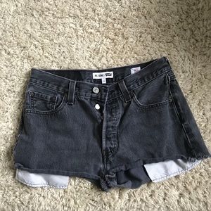 Re/Done x Levi’s Black Denim Button Fly Shorts